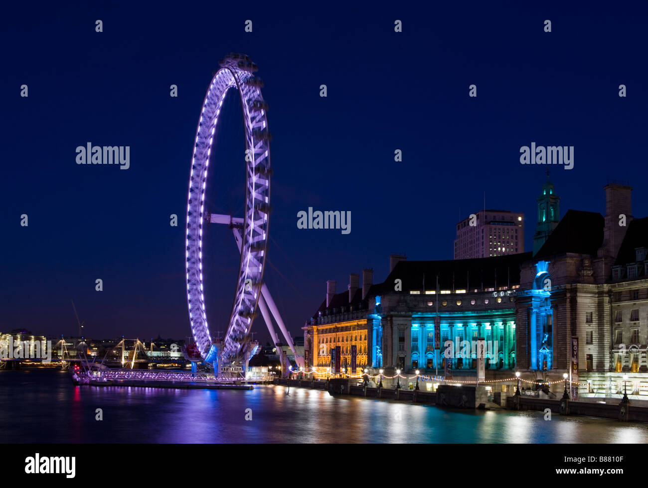 London Eye County Hall South Bank London England River Thames Stock ...
