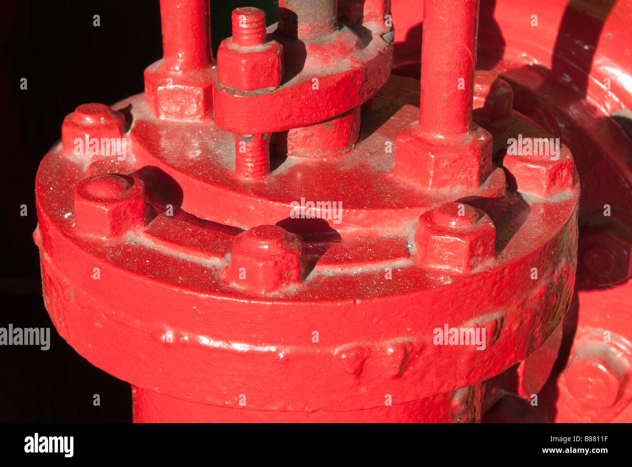 'Steam engine' Bolted Flange on a 1927 'Drop Valve Gear' engine Stock Photo