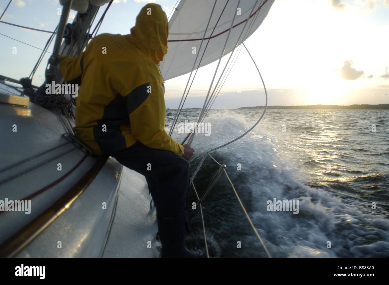 View forward of a sailing yacht beating to windward in the Finnish Aland  Islands Stock Photo - Alamy