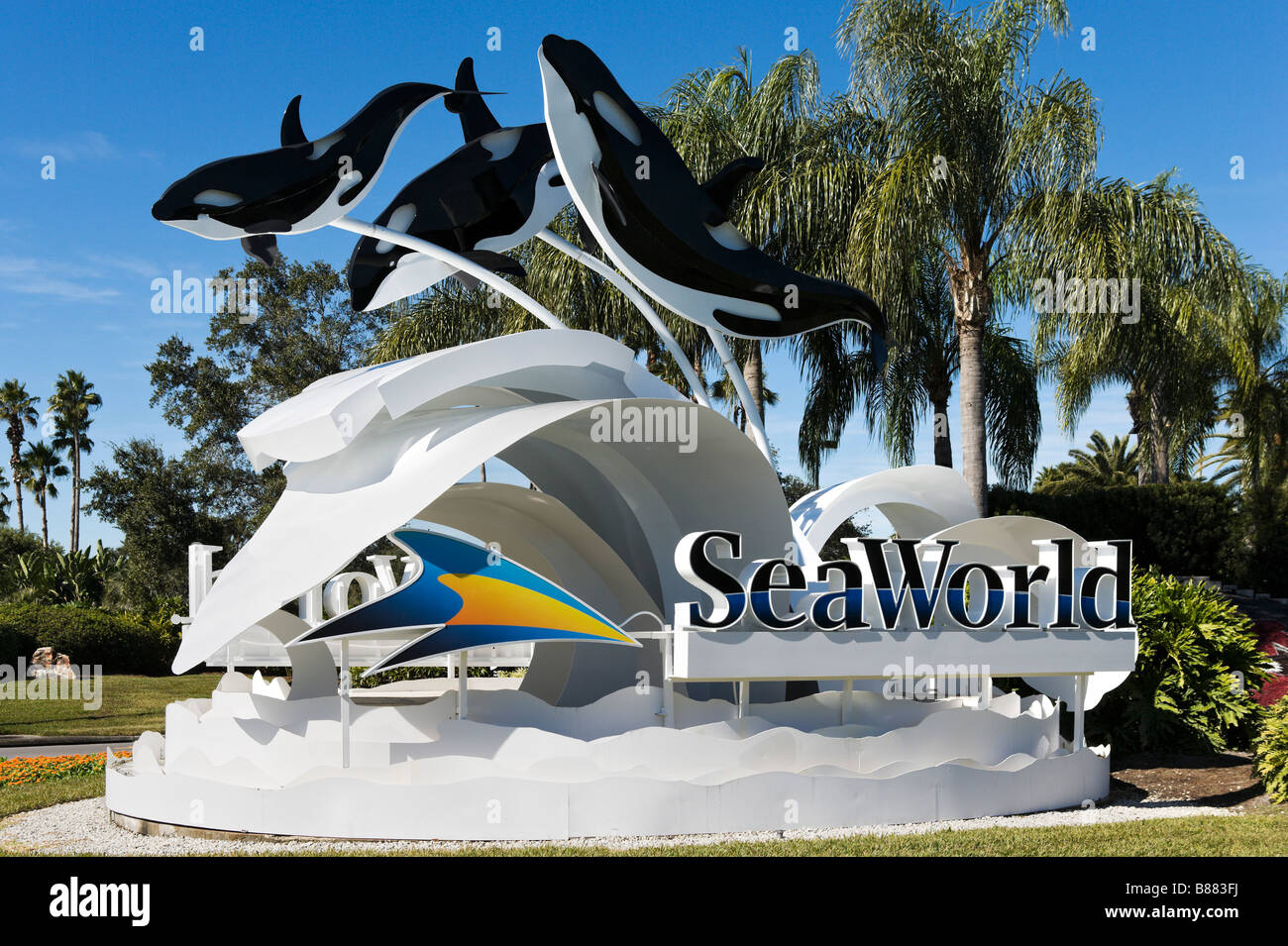 Entrance to Sea World, Orlando, Central Florida, USA Stock Photo
