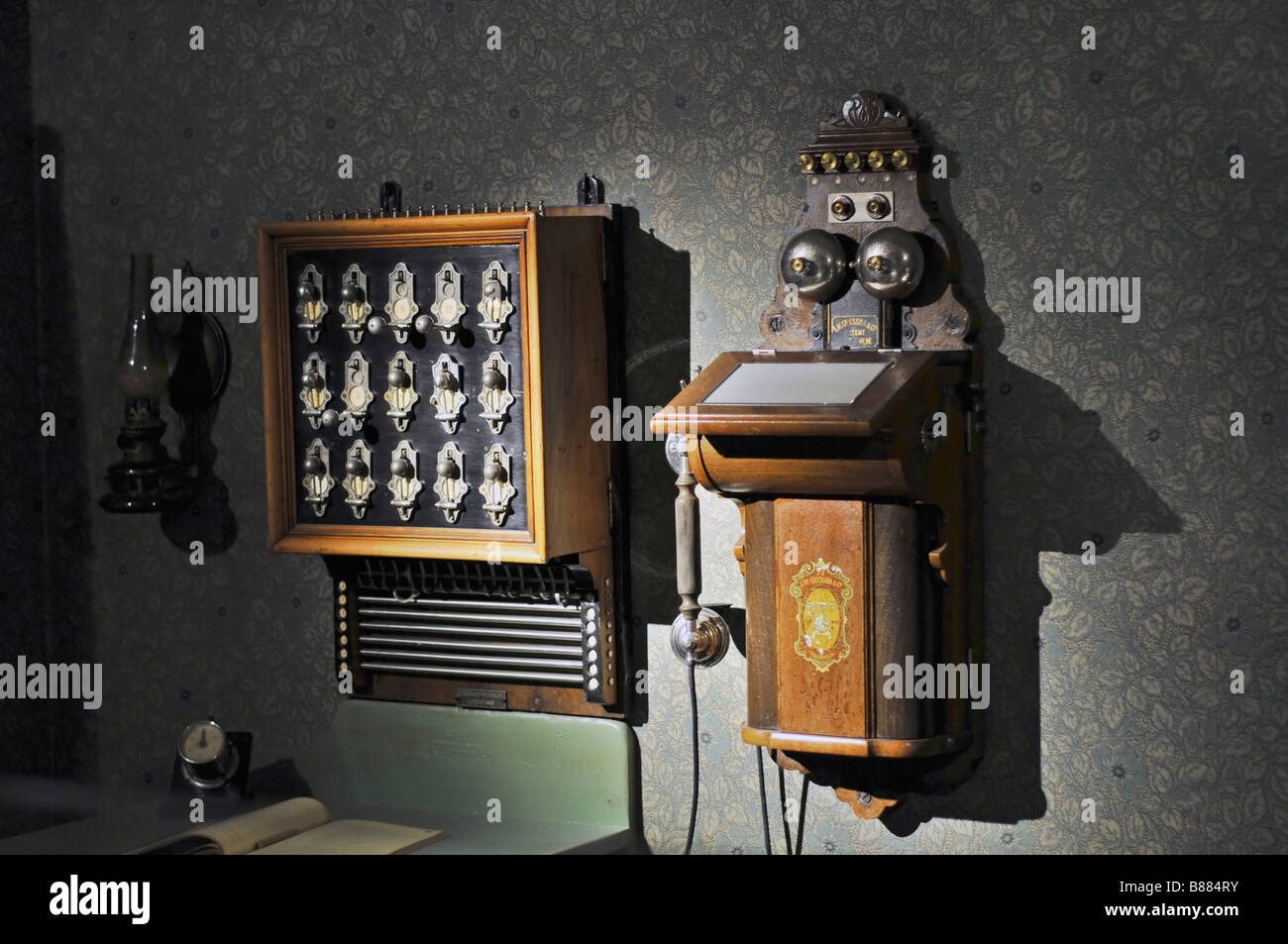 Old telephone exchange, seen at the telephone museum in Copenhagen Denmark Stock Photo