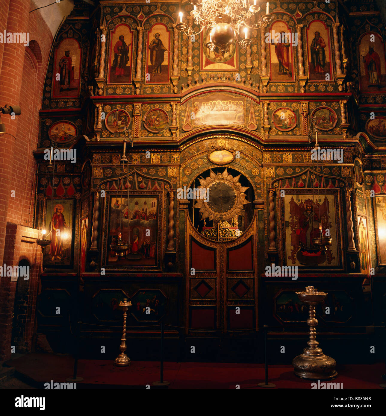 Iconostasis in St Basil's cathedral in Red Square MOSCOW RUSSIA Stock Photo