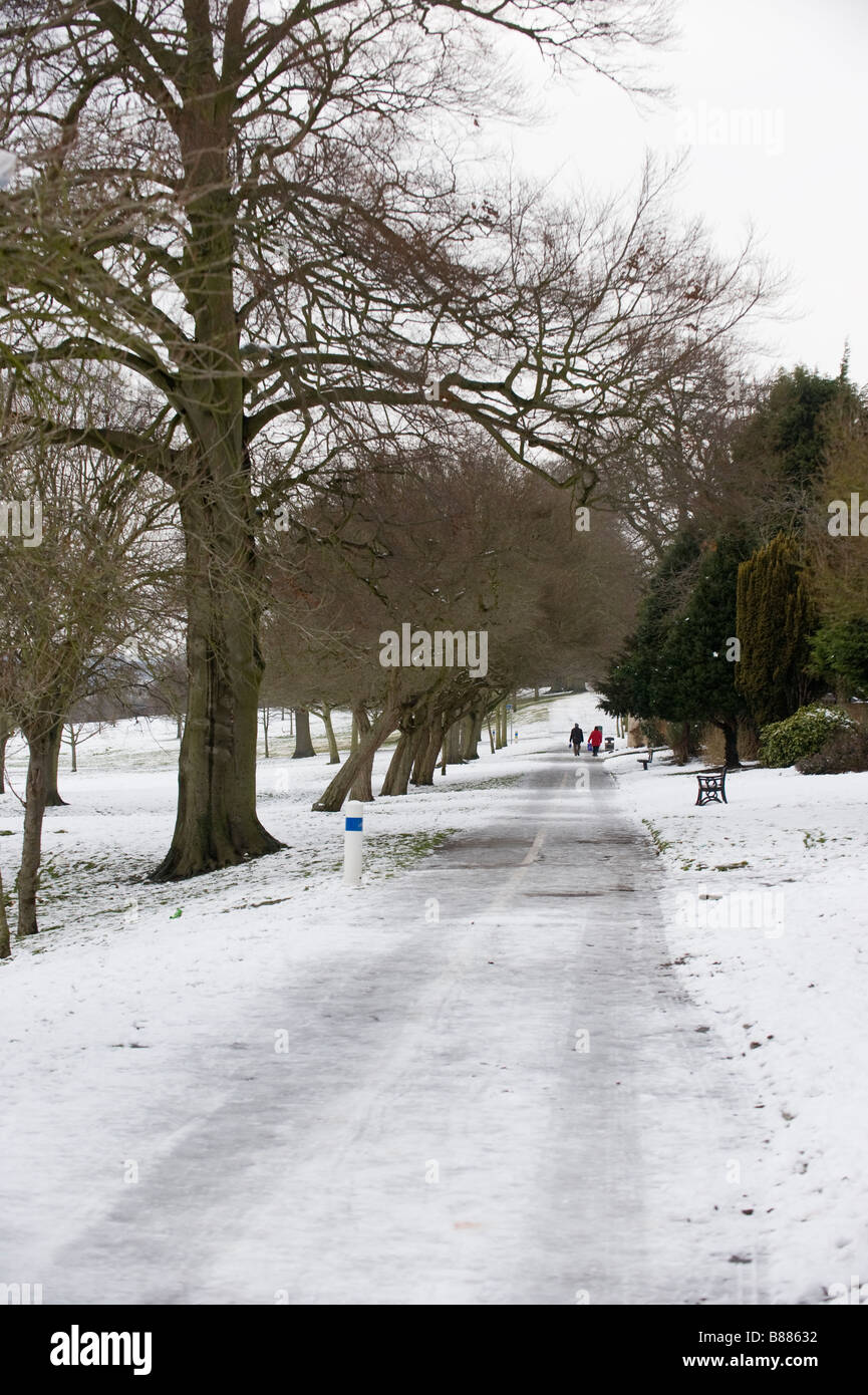 Snow covered park, Hemel Hempstead Hertfordshire Stock Photo