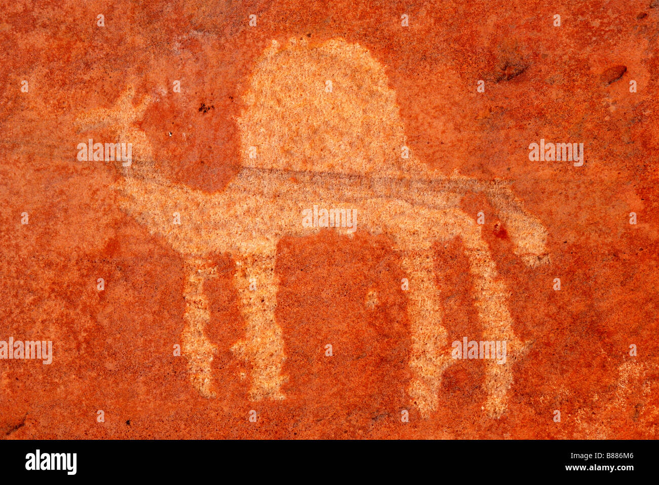 Rock paintings in Messak Mellel (Wadi Mellel or Messak Mellet) Stock Photo