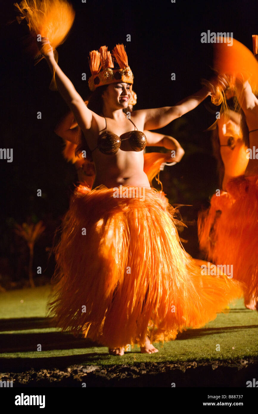 Dancers at the Old Lahaina Luau, Lahaina, Maui, Hawaii Stock Photo