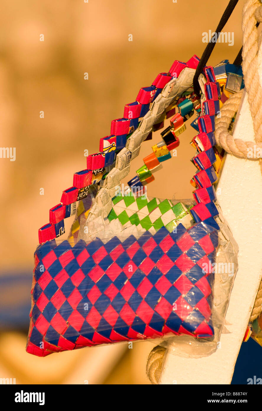 MEXICO SINOLA STATE MAZATLAN Colorful purses sold by venders on the beach Golden Zone Stock Photo