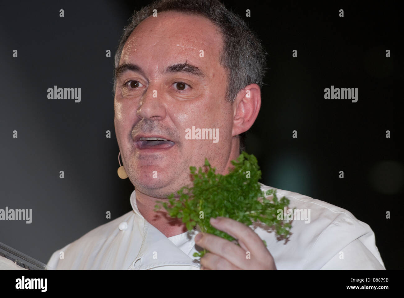 Chef Ferran Adria gives a speech and demonstration at the Tokyo Taste: The World Summit of Gastronomy 2009, 10 February 2009. Stock Photo