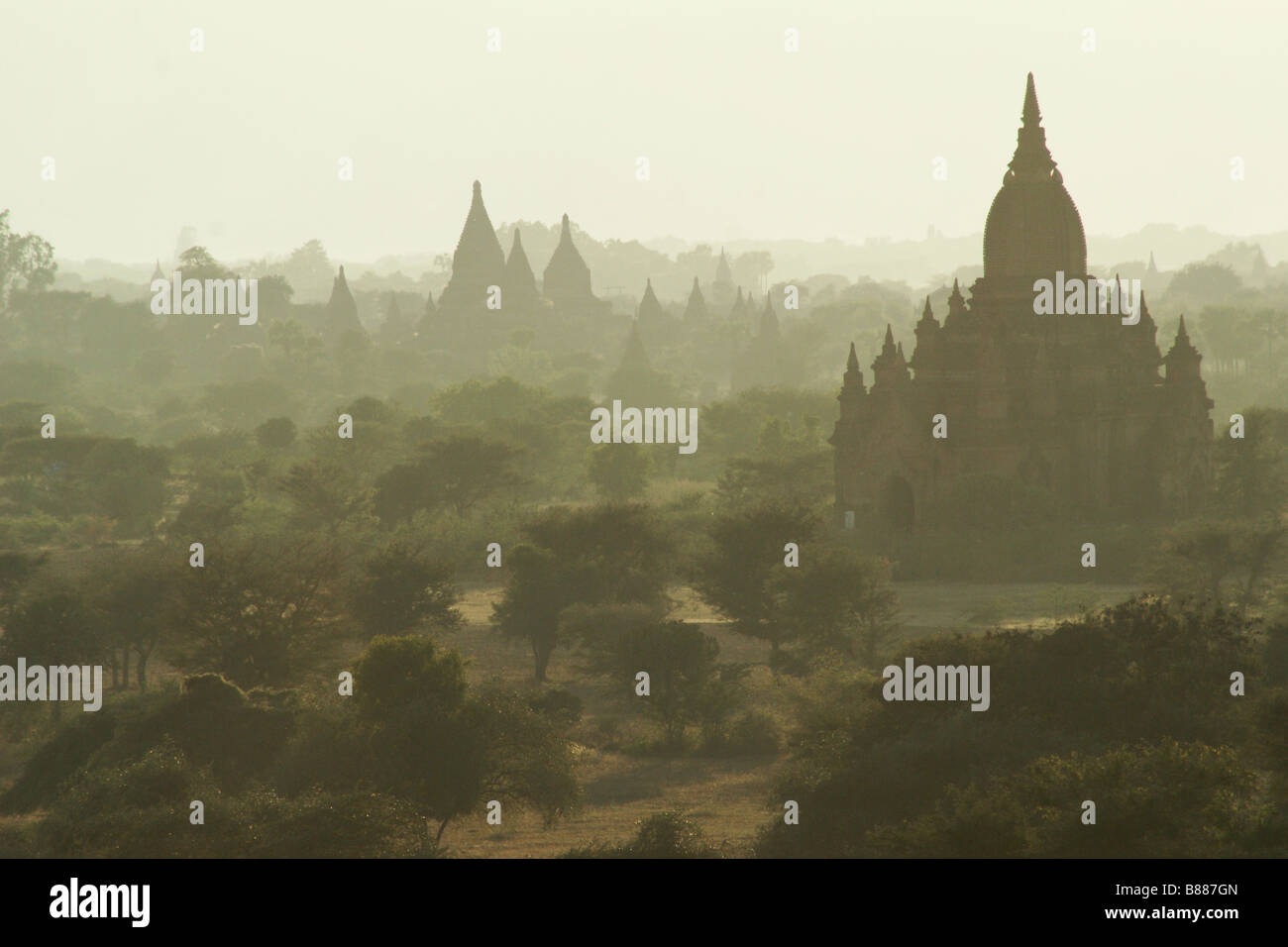 Pagodas on the plain, Bagan (Pagan), Myanmar (Burma) Stock Photo