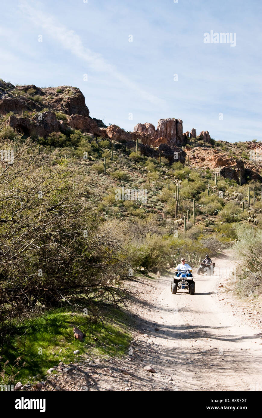 four wheeling on a desert trail Stock Photo