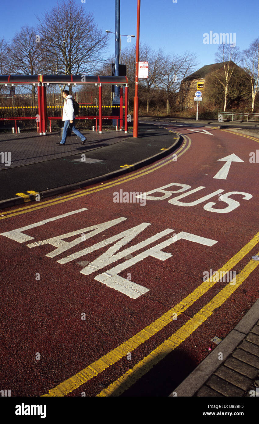 Bus Lane And Double Yellow Lines In Hanley StokeonTrent Staffordshire
