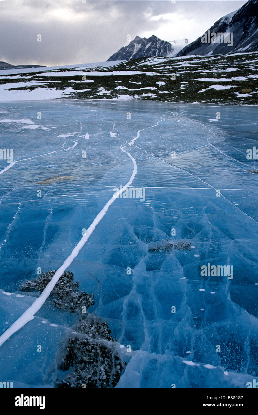Dry Valleys Antarctica ice, frozen lake, Antarctica landscape, McMurdo Dry Valley region of Antarctica. Stock Photo
