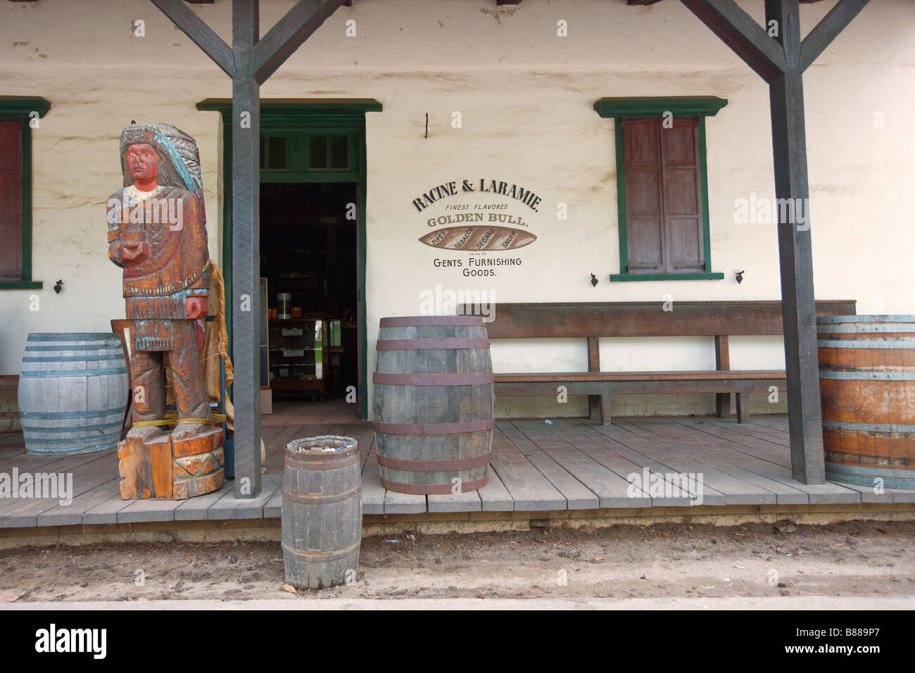 Old fashioned tobacco and liqour shop exterior. Old Town San Diego