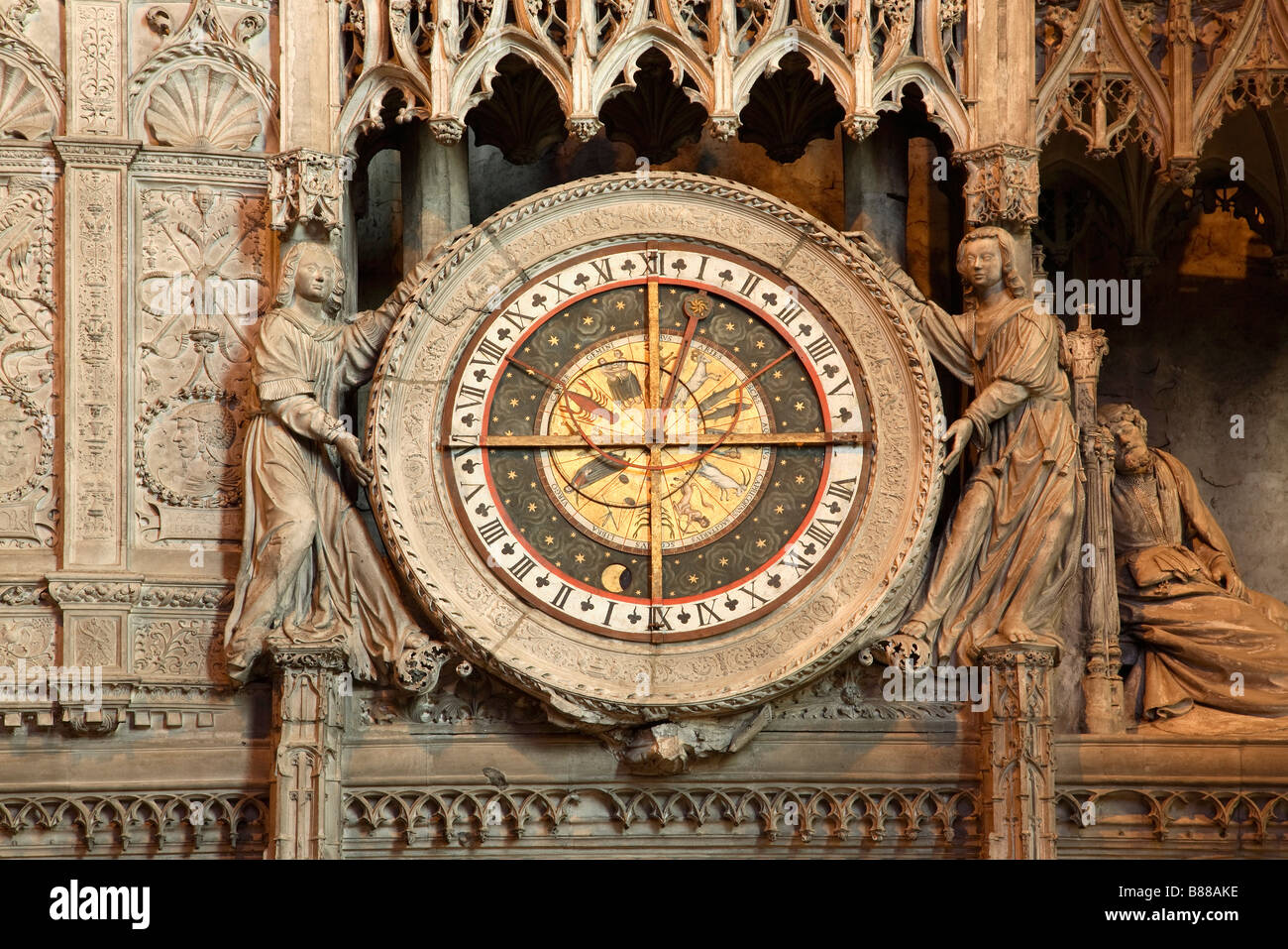 ASTRONOMIC CLOCK OF NOTRE DAME CATHEDRAL CHARTRES Stock Photo