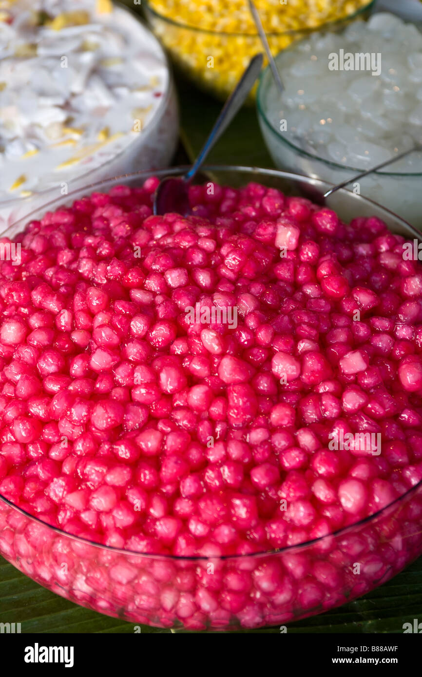 Crunchy Rubies (Water Cheshnuts) Sweet Stall Chatuchak Market Bangkok Stock Photo
