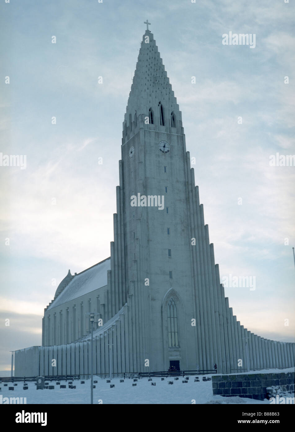 Iceland Reykjavik church clock tower Stock Photo Alamy