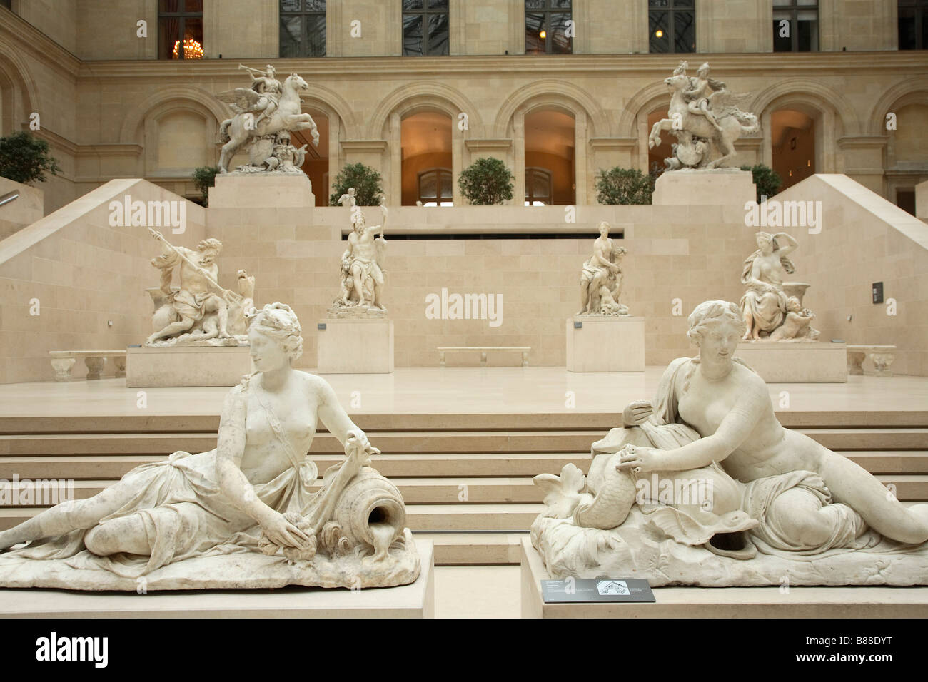 PARIS LOUVRE MUSEUM COUR MARLY Stock Photo