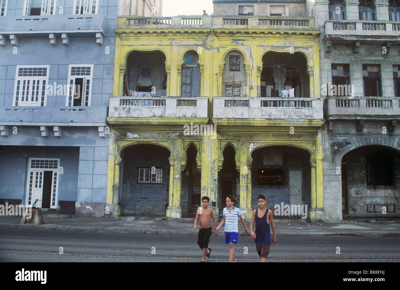 Street in old Havana, Cuba, being restored Stock Photo