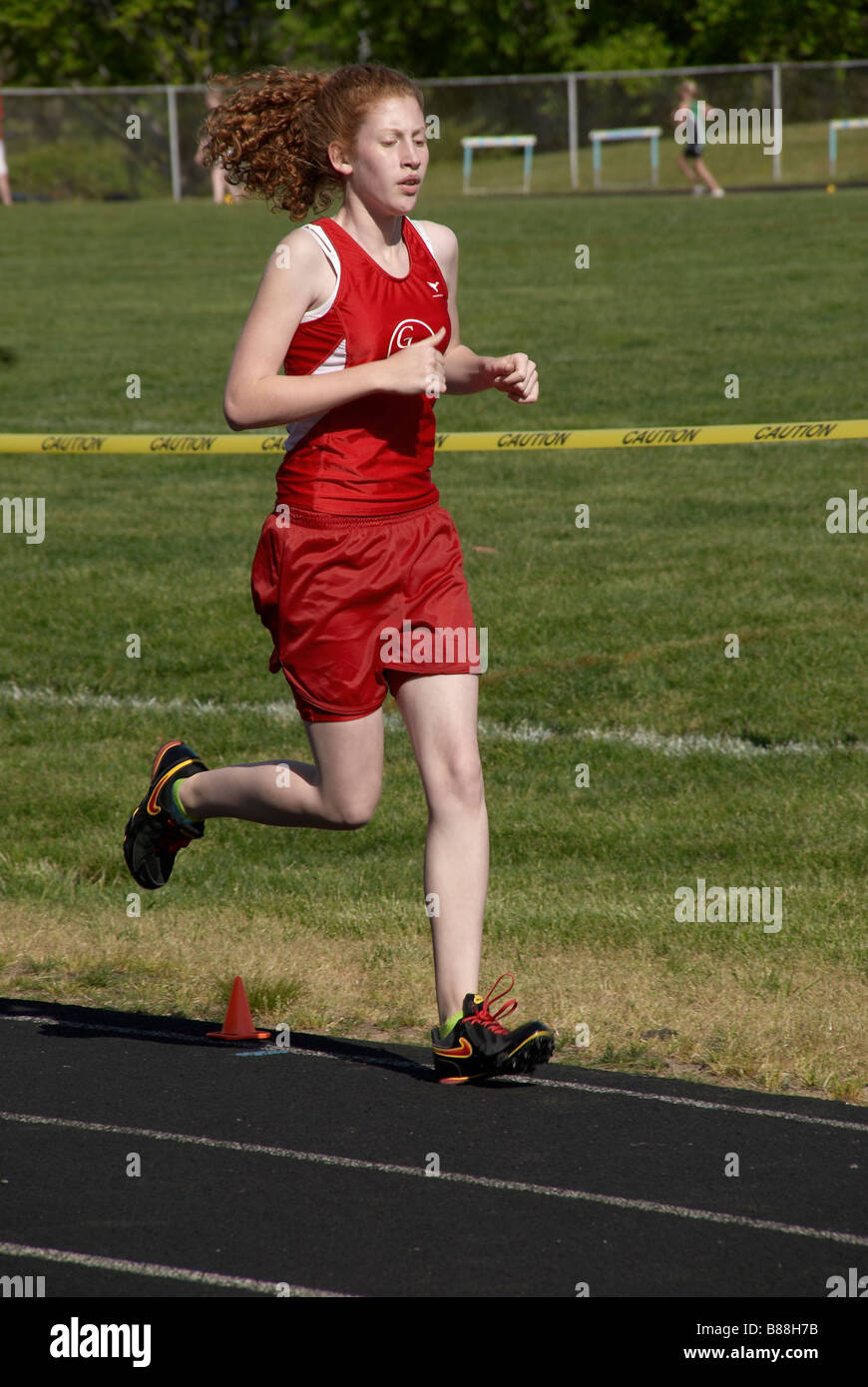 teen in high school track meet in Lake Shore Md Stock Photo Alamy