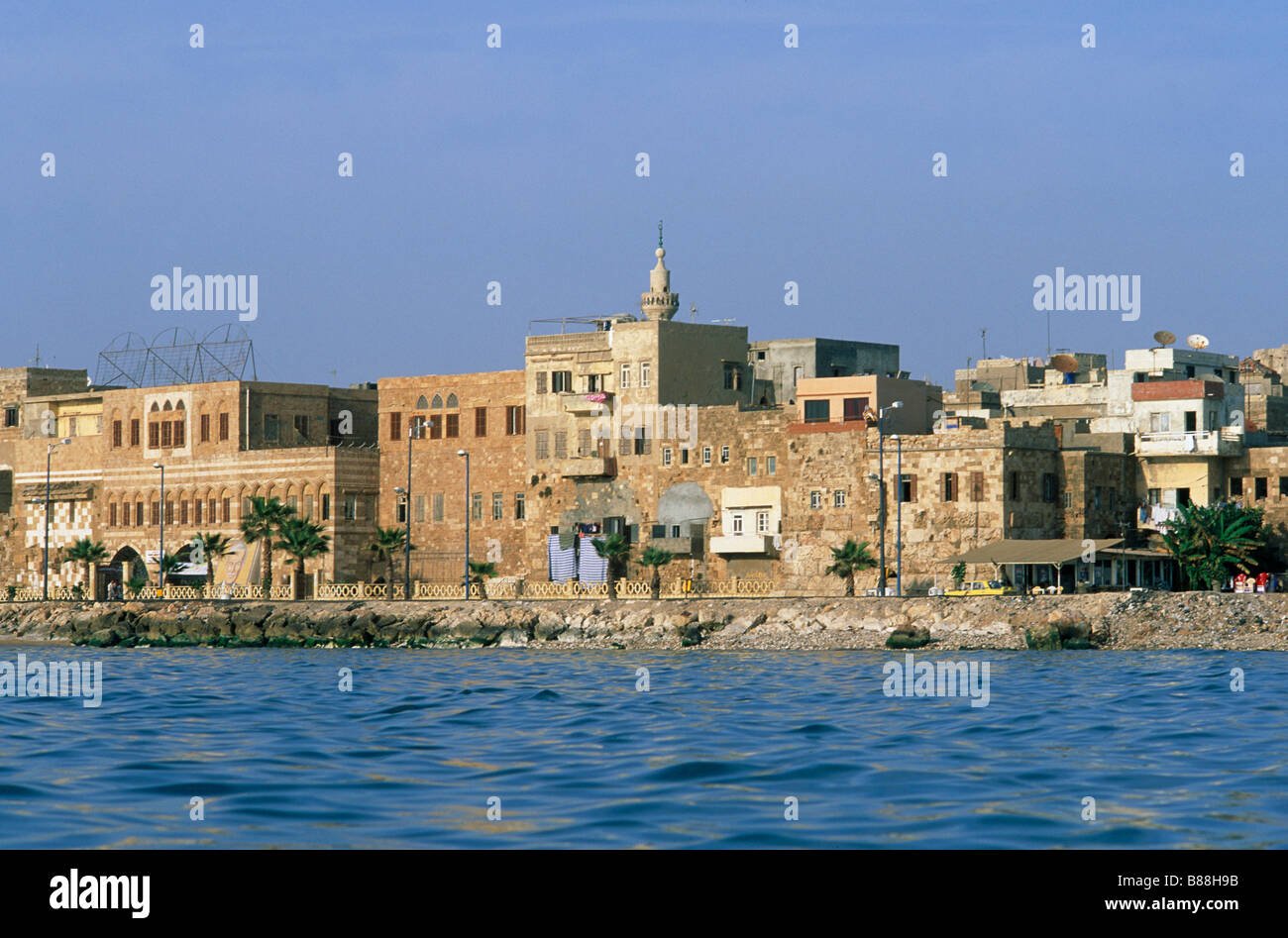 Tartus Offshore fortification Buildings houses ARWAD ISLAND SYRIA Stock Photo