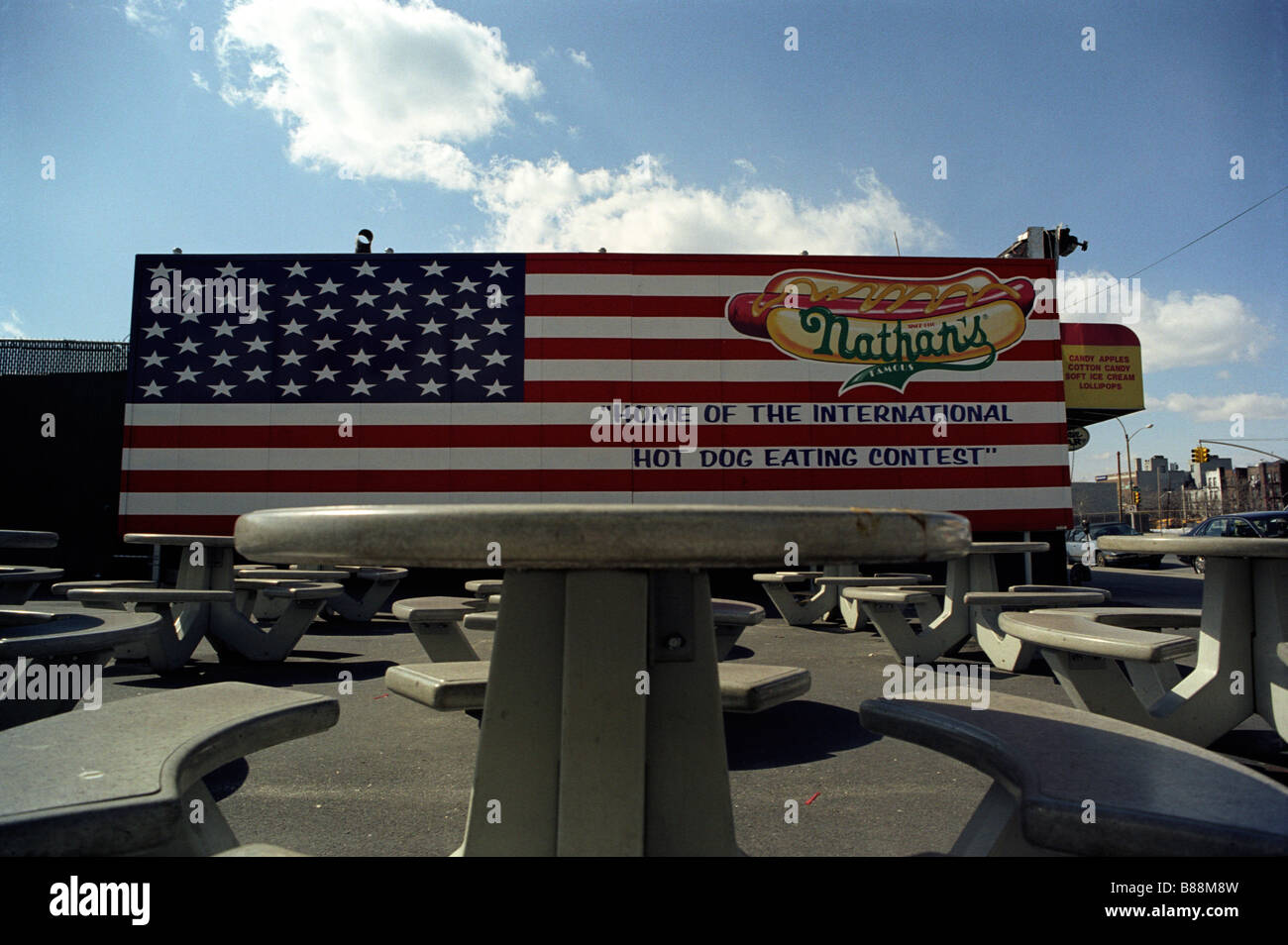 The original Nathan's restaurant in the Coney Island neighborhood of the New York borough of Brooklyn Stock Photo