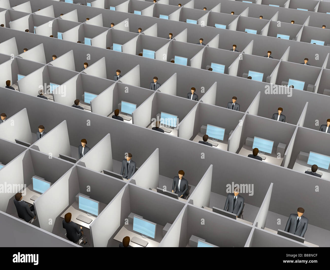 office work in cubicle Stock Photo Alamy