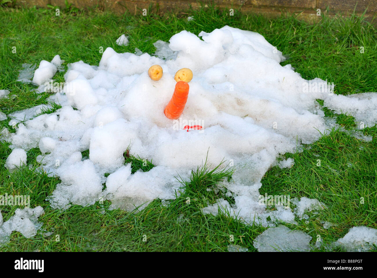 Melting Snowman in spring time Southcentral Alaska Stock Photo - Alamy