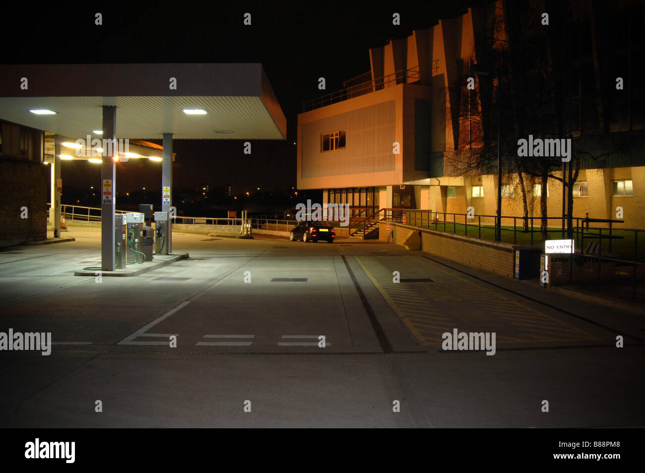 An empty petrol station forecourt Stock Photo Alamy