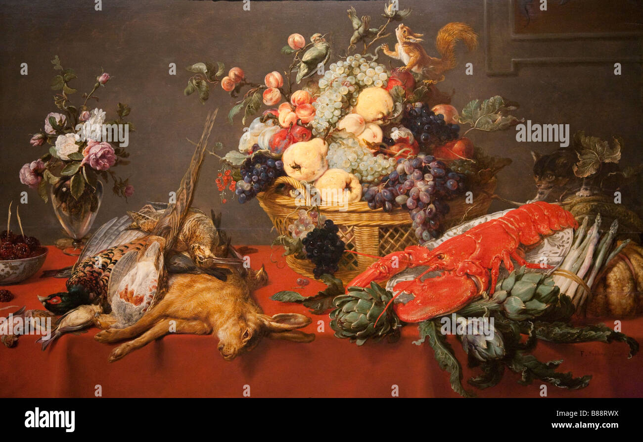 Frans Snyders (Stilleben mit Früchtekorb/ Still life with basket of fruits) oil on canvas, Wallraf Richartz Museum Corboud Stock Photo