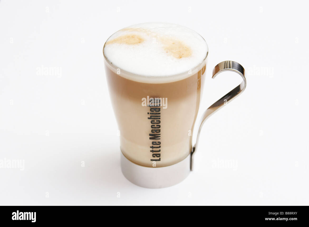 Latte Macchiato coffee in Glass Stock Photo - Alamy