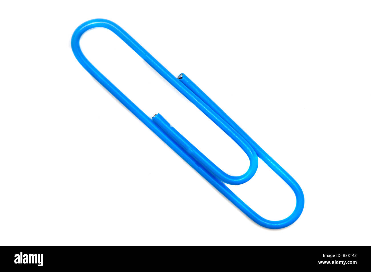 Blue paper clips a over white background Stock Photo - Alamy