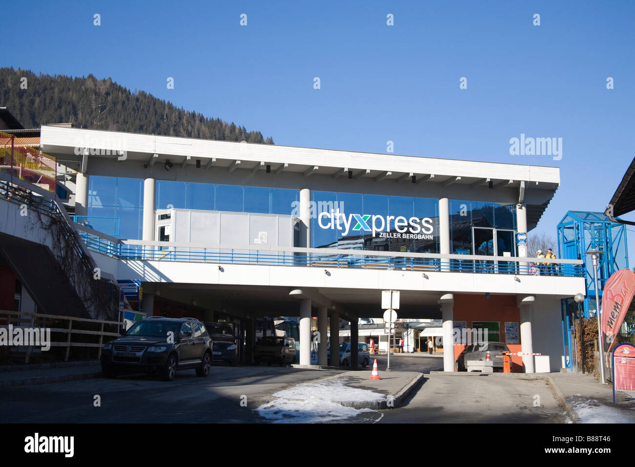 Zell am See Austria EU January City Express the lower station of the cable car Stock Photo