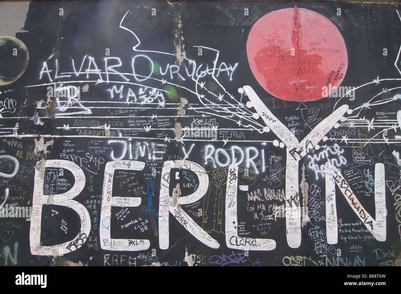 Berlin sign on the eastside gallery former the Berlin wall Berlin,germany Stock Photo
