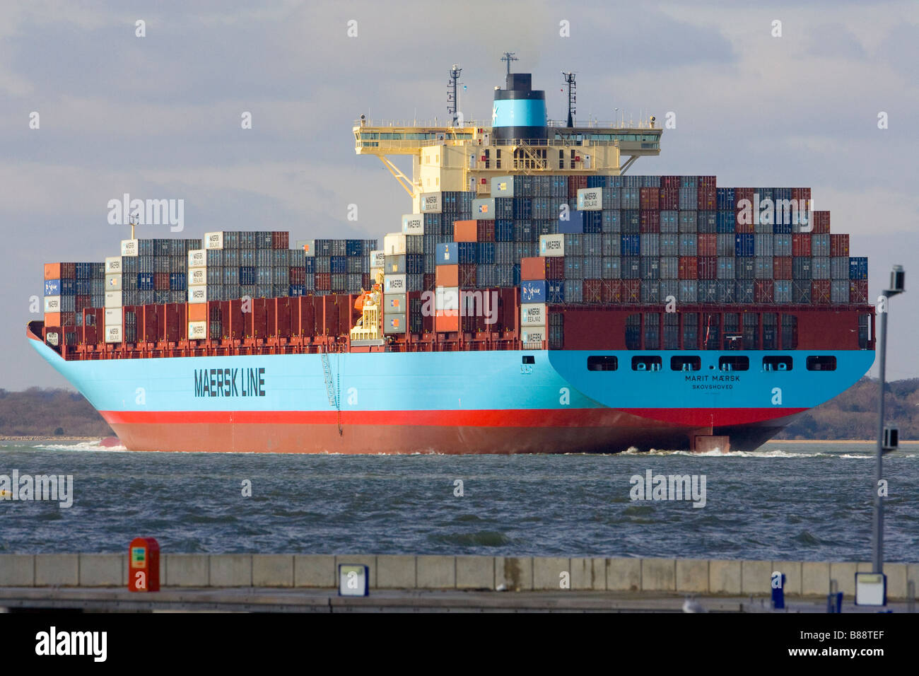 busy,unladen, empty, nearly light, Maersk Container Ship Southampton