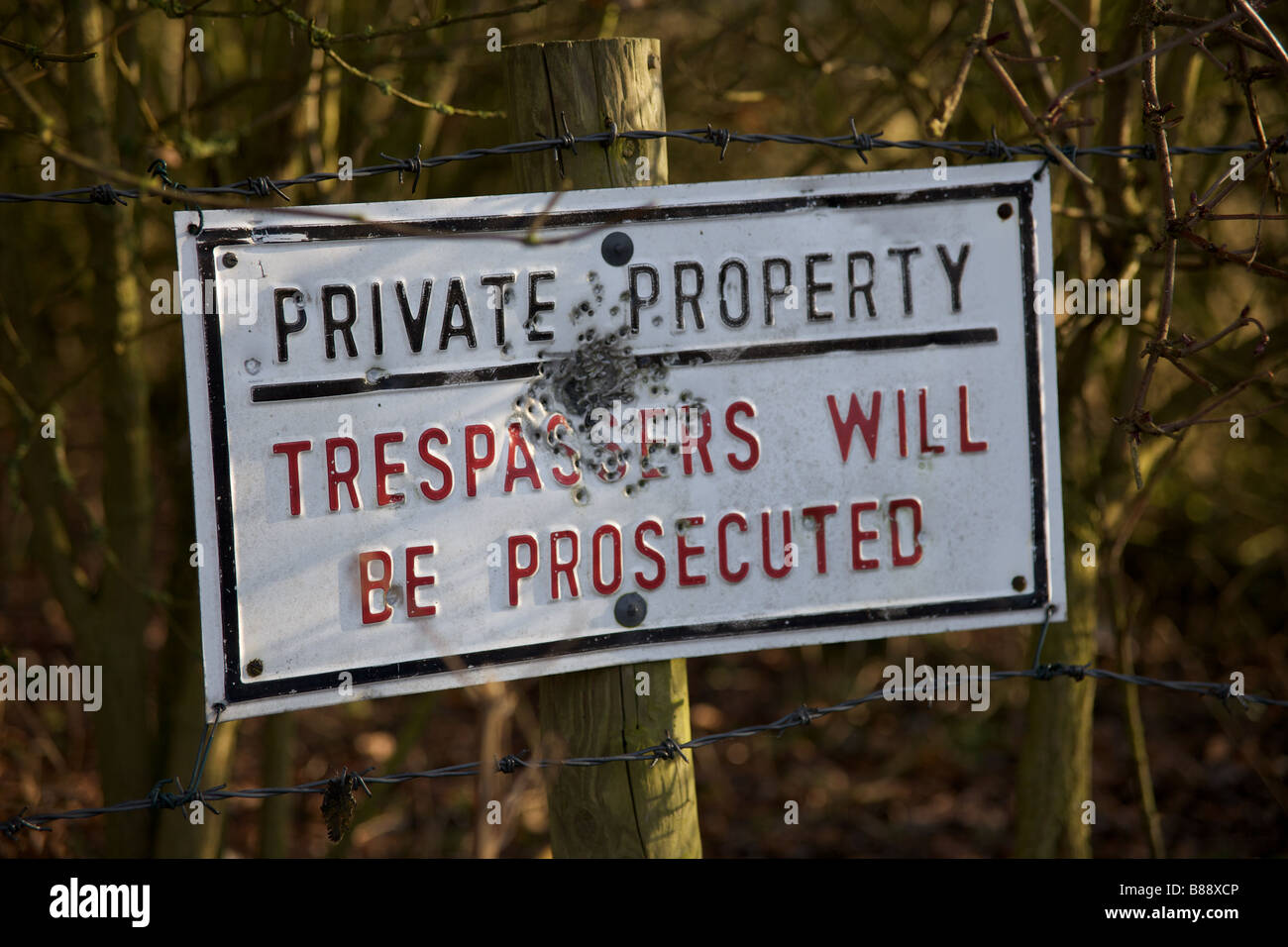 Private property sign in England Stock Photo