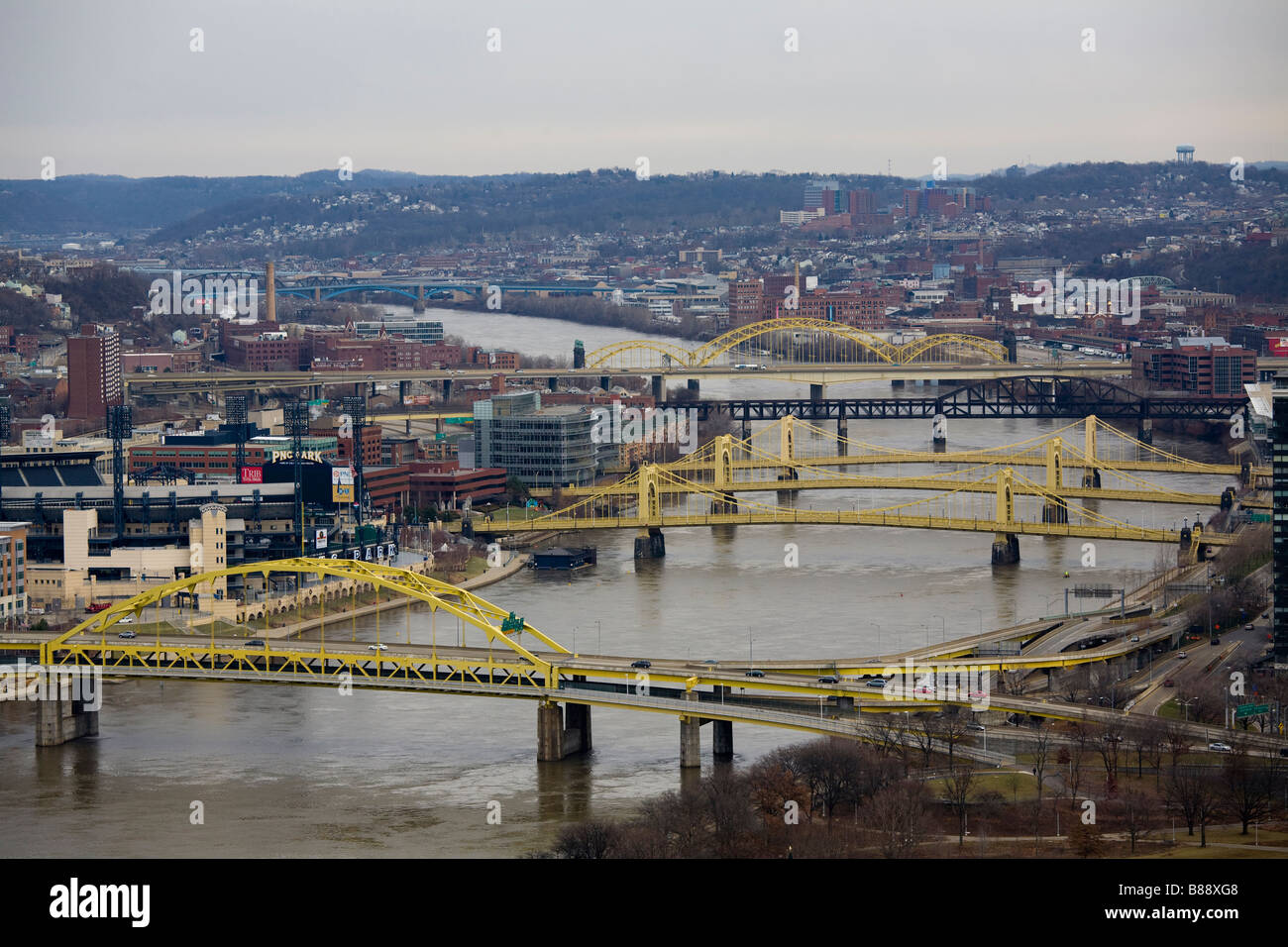 Bridges on the Allegheny River, Pittsburgh Stock Photo