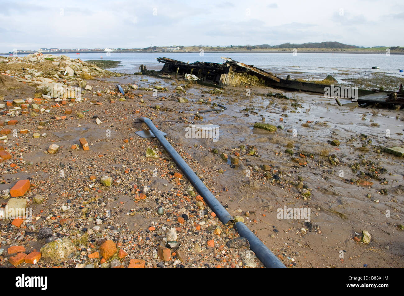 Rubbish on beach Stock Photo