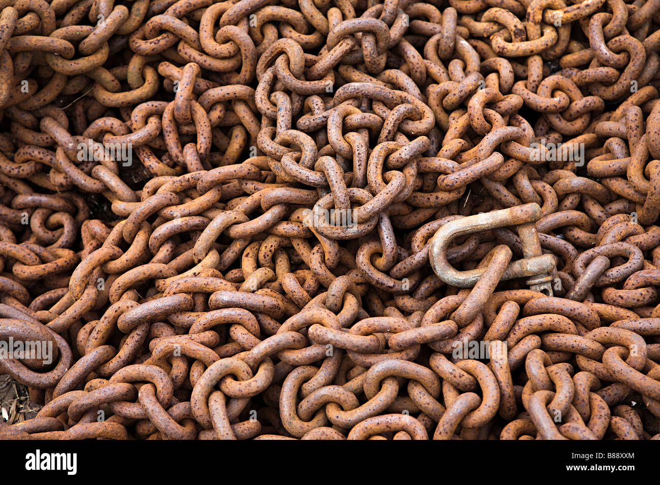 Heap of rusting steel chain Stock Photo