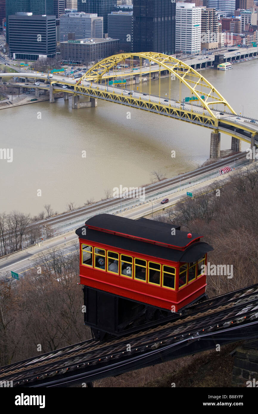 Duquesne Incline cable car Pittsburgh Stock Photo