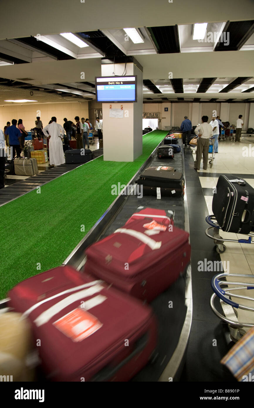 Passengers luggage / baggage reclaim carousel belt in Mumbai / Bombay