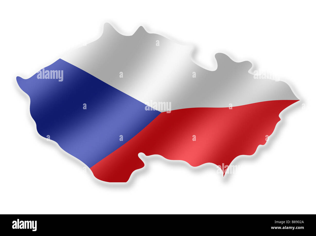 Czech Republic Czechslovakia Prague Country Map Outline With National Flag Inside Stock Photo