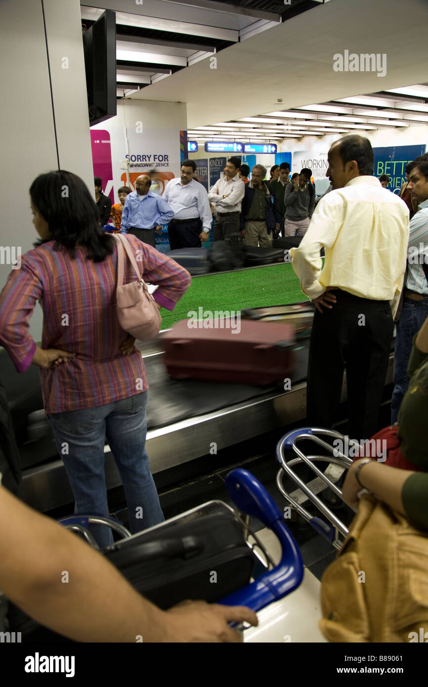 Passengers luggage / baggage reclaim carousel belt in Mumbai / Bombay