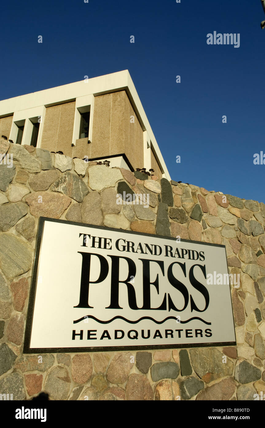 Grand Rapids Press headquarters building and sign in Grand Rapids Michigan USA Stock Photo