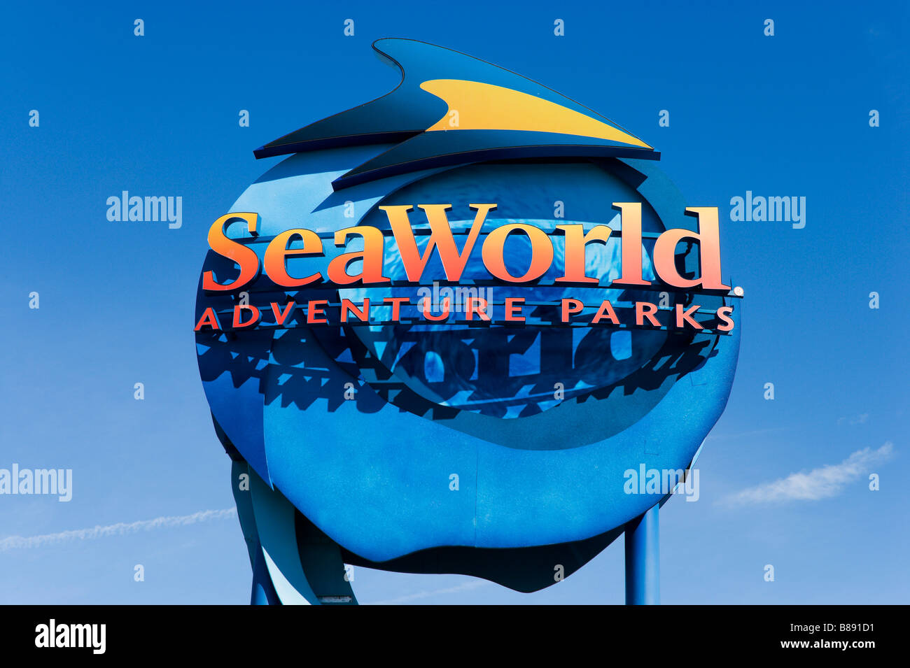 Sign for Sea World on I4, Orlando, Central Florida, USA Stock Photo