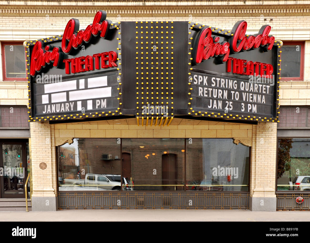 Marquee of the Bing Crosby Theater Spokane Washington Stock Photo