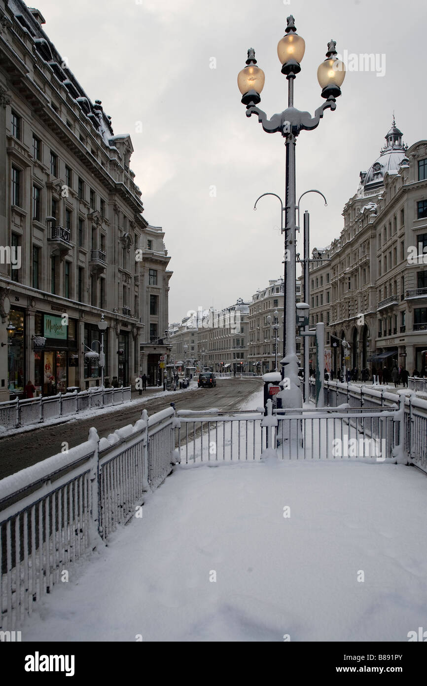 Regents Street in the snow Stock Photo