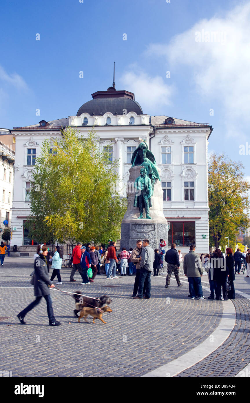 The Preseren square in Ljubljana Slovenia Stock Photo