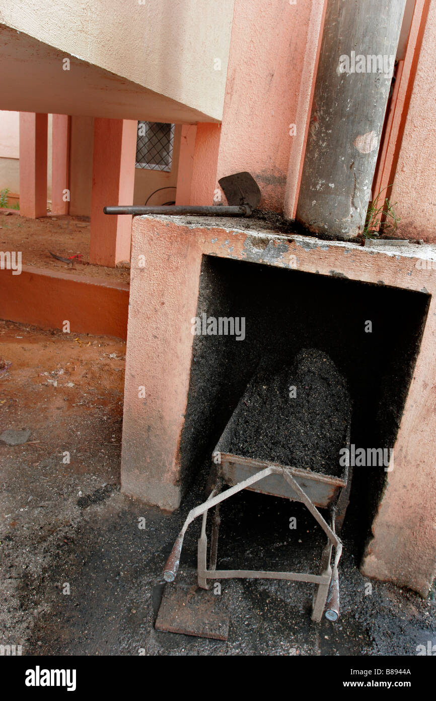 Waste disposal at a sewage water treatment plant in Panjim in Goa in