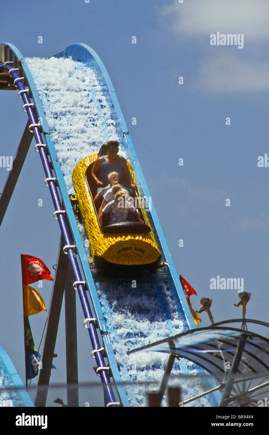 Log ride water slide in carnival at Orange County Fair California Stock ...