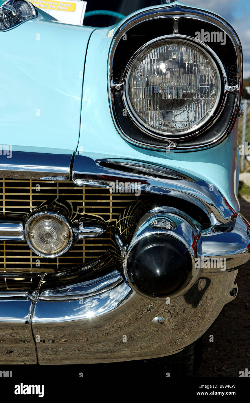 Detail of the front of a 1957 Chevrolet Belair Stock Photo
