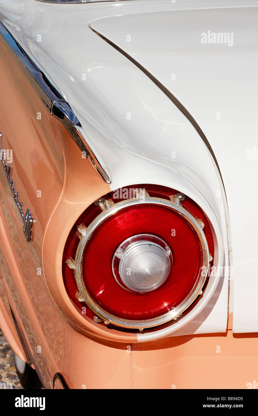 The tailfin of a 1957 Ford Fairlane 500 Stock Photo